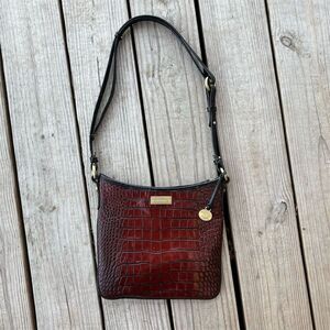 Brahmin Women's Brown Alligator Crossbody Bag Gold Hardware